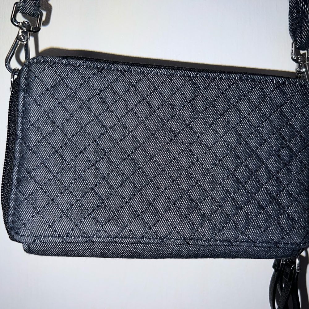 VERA BRADLEY QUILTED BLACK DENIM ALL IN ONE CROSSBODY